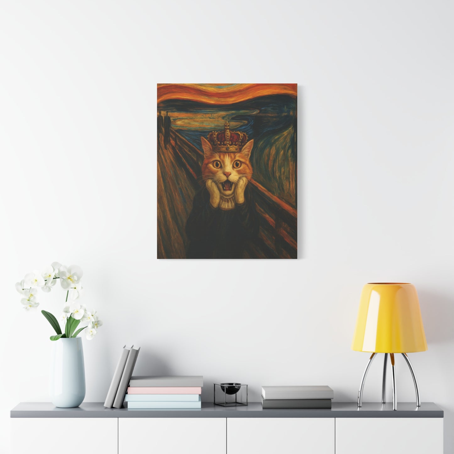 Cat Art of The Scream, Colorful Funny Cat Lovers, Wall Art, Home Decor, Cat Owners Gift, Cat Lover Gift