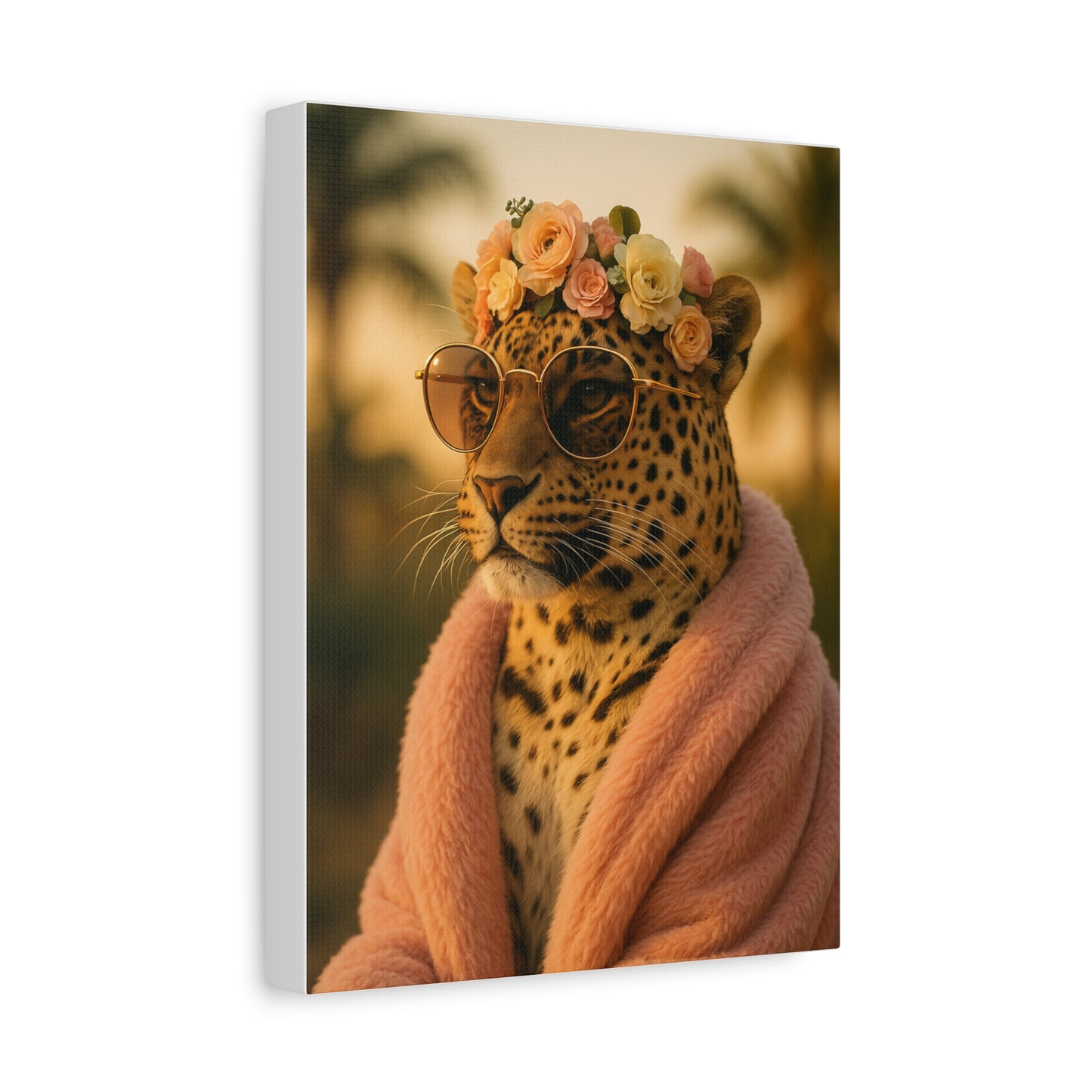Canvas Print, Leopard Artwork, Whimsical Wall Decor, Home Decor Gift, Animal Lover Gift, Floral Leopard Painting, 1 25 inch Canvas Print