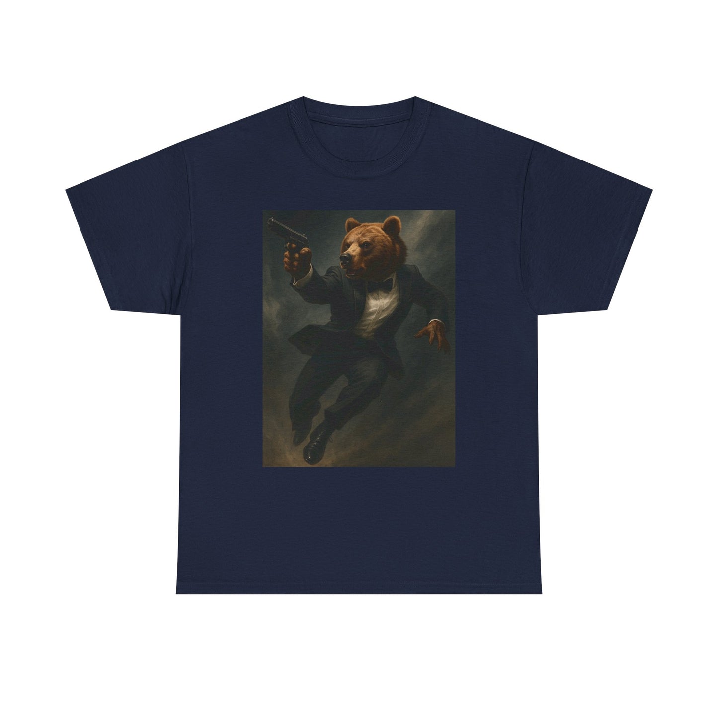 Spy Bear Graphic Tee, Unisex Heavy Cotton Shirt, Cool Casual Wear, Unique Gift for Animal Lovers, Perfect for Parties