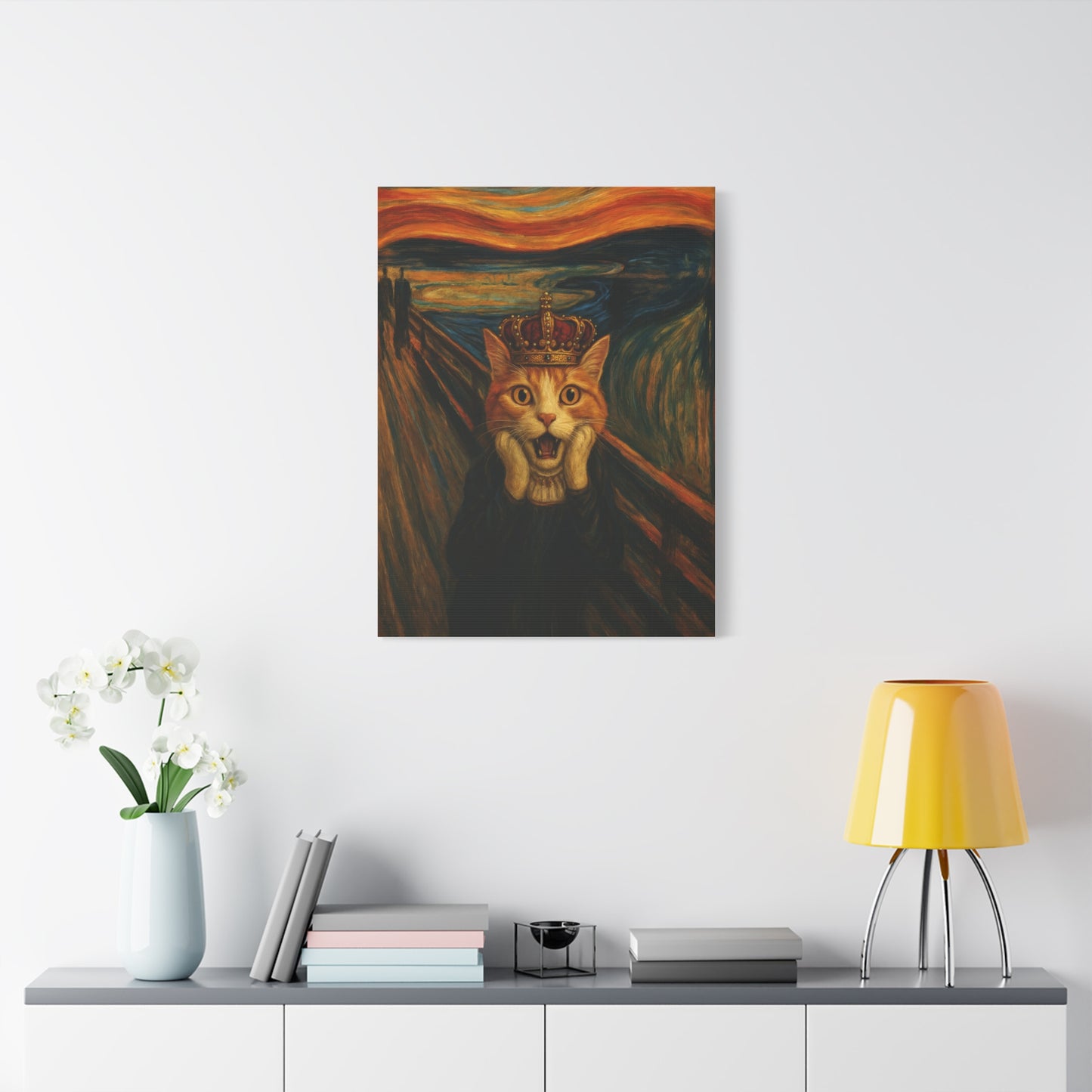 Cat Art of The Scream, Colorful Funny Cat Lovers, Wall Art, Home Decor, Cat Owners Gift, Cat Lover Gift