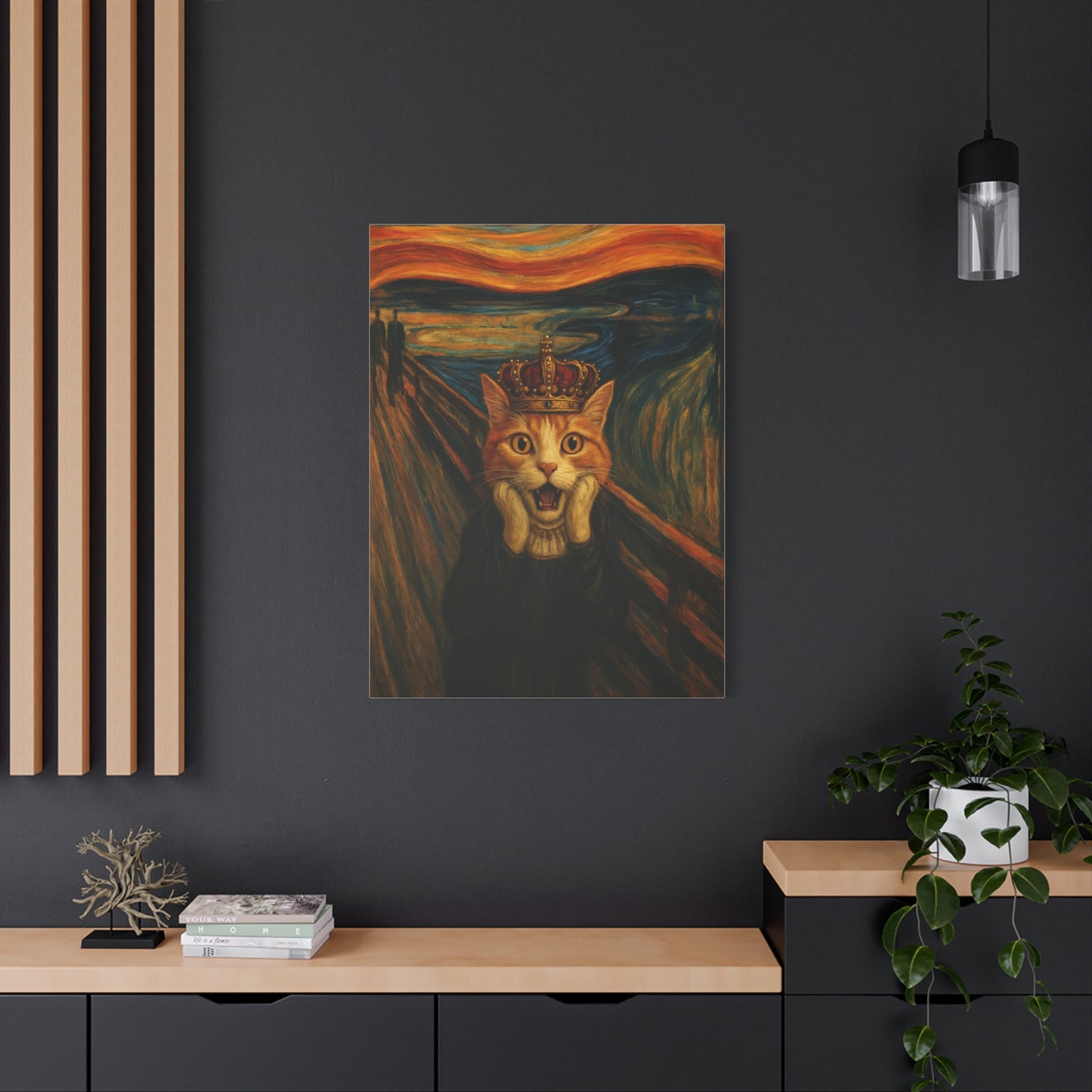 Cat Art of The Scream, Colorful Funny Cat Lovers, Wall Art, Home Decor, Cat Owners Gift, Cat Lover Gift