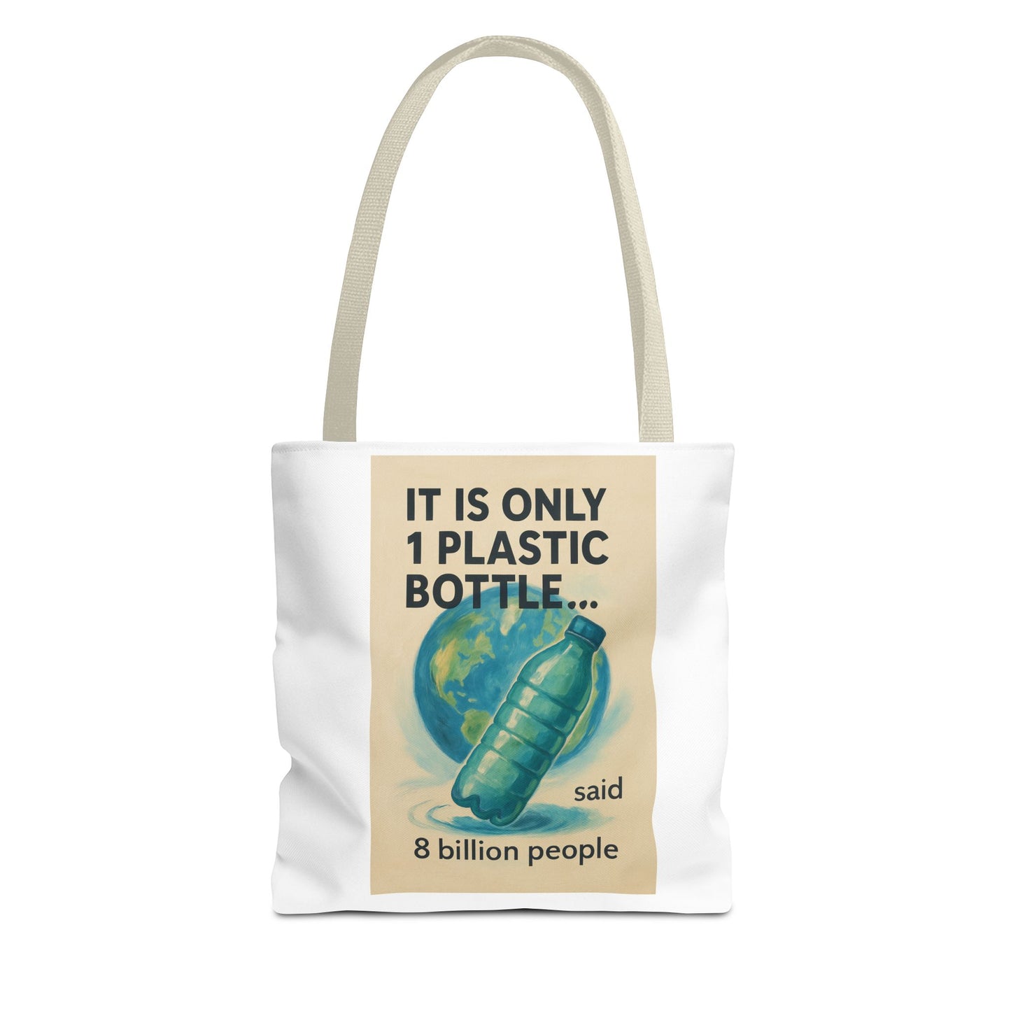 Eco-Friendly Tote Bag, Recycling Message, Save Earth, Plastic Bottle, Reusable Bag, Environmental Awareness, Sustainable Shopping