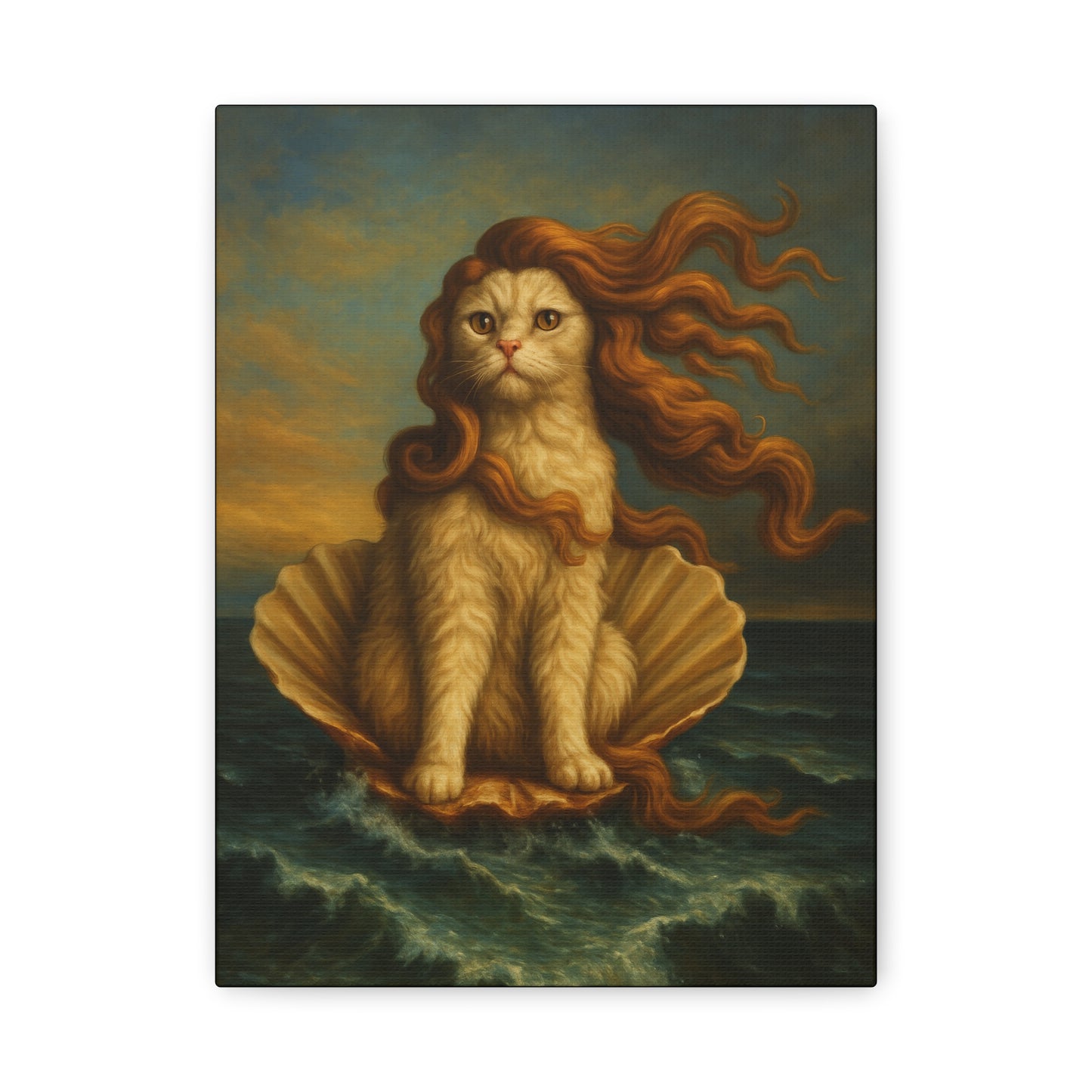 Venus Whimsical Cat Print, Feline Decor, Pet Lover Gift - Stretched Matte Canvas 1 25", Home Decor, Cat Wall Decor