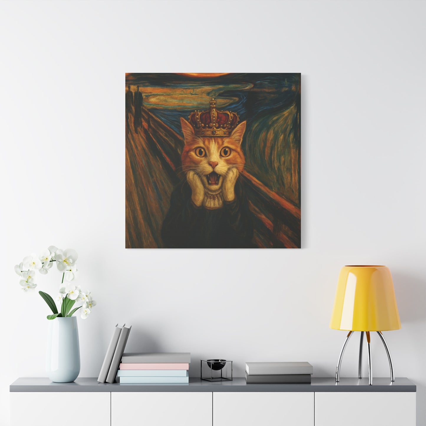 Cat Art of The Scream, Colorful Funny Cat Lovers, Wall Art, Home Decor, Cat Owners Gift, Cat Lover Gift