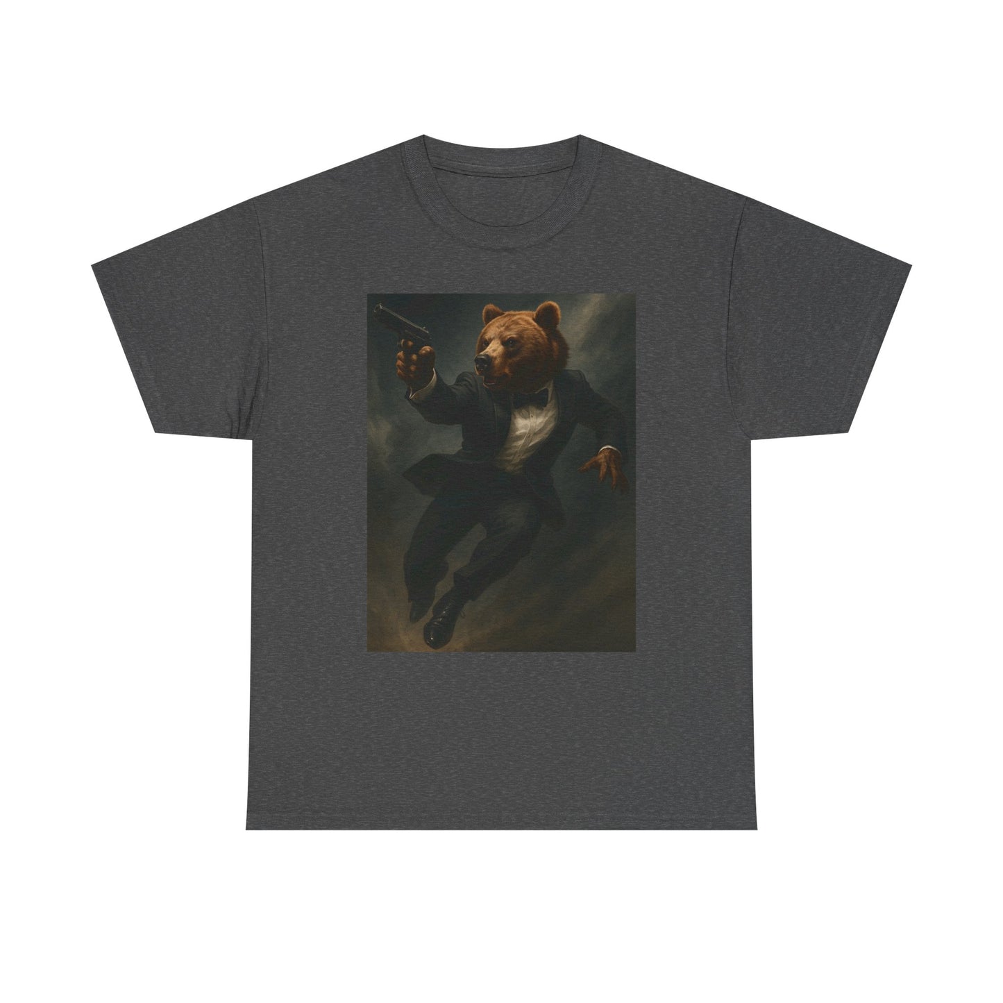 Spy Bear Graphic Tee, Unisex Heavy Cotton Shirt, Cool Casual Wear, Unique Gift for Animal Lovers, Perfect for Parties