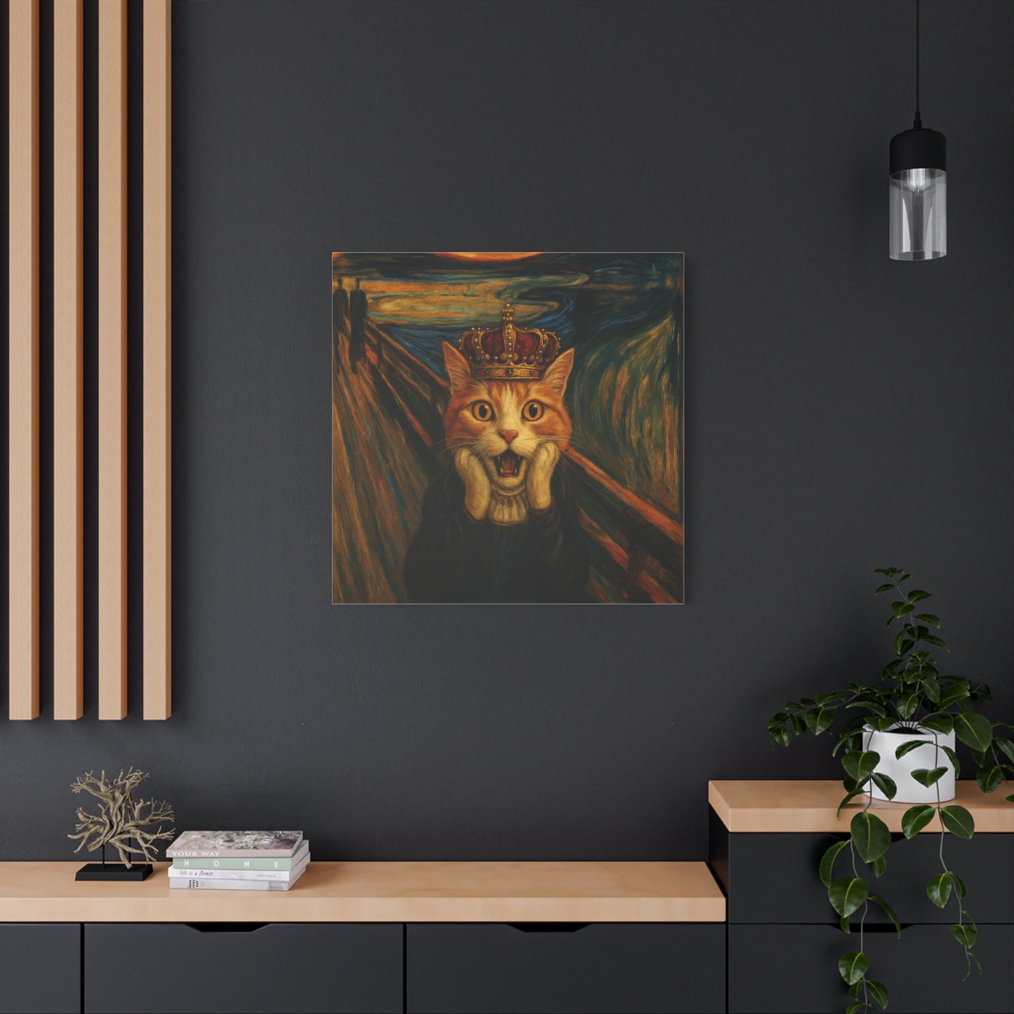Cat Art of The Scream, Colorful Funny Cat Lovers, Wall Art, Home Decor, Cat Owners Gift, Cat Lover Gift