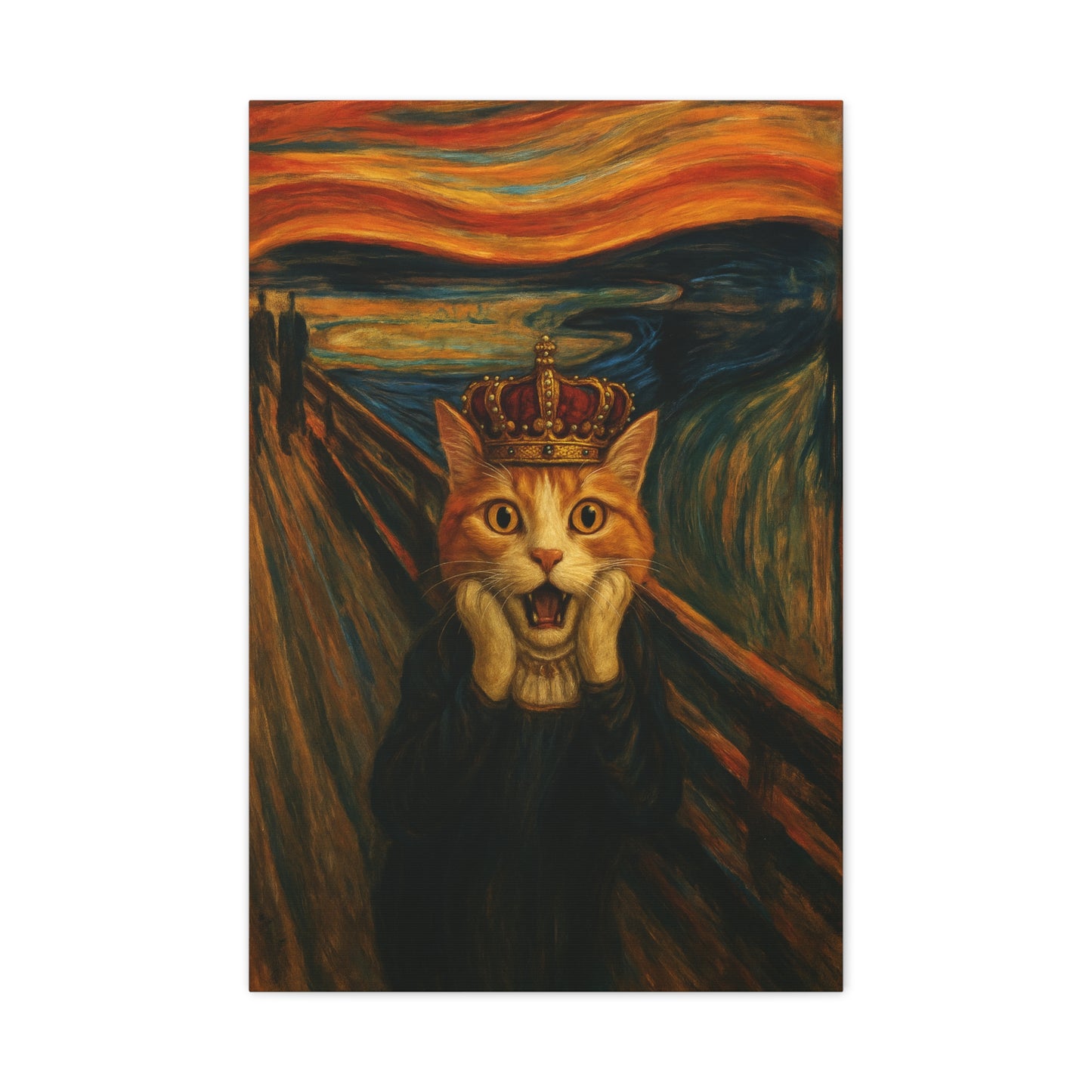 Cat Art of The Scream, Colorful Funny Cat Lovers, Wall Art, Home Decor, Cat Owners Gift, Cat Lover Gift