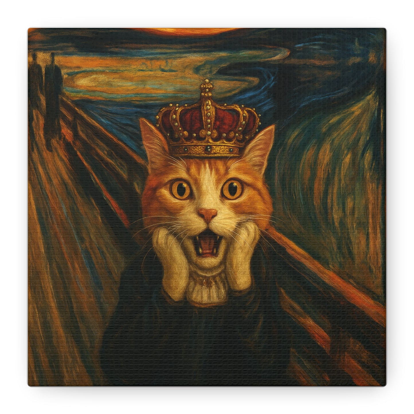 Cat Art of The Scream, Colorful Funny Cat Lovers, Wall Art, Home Decor, Cat Owners Gift, Cat Lover Gift