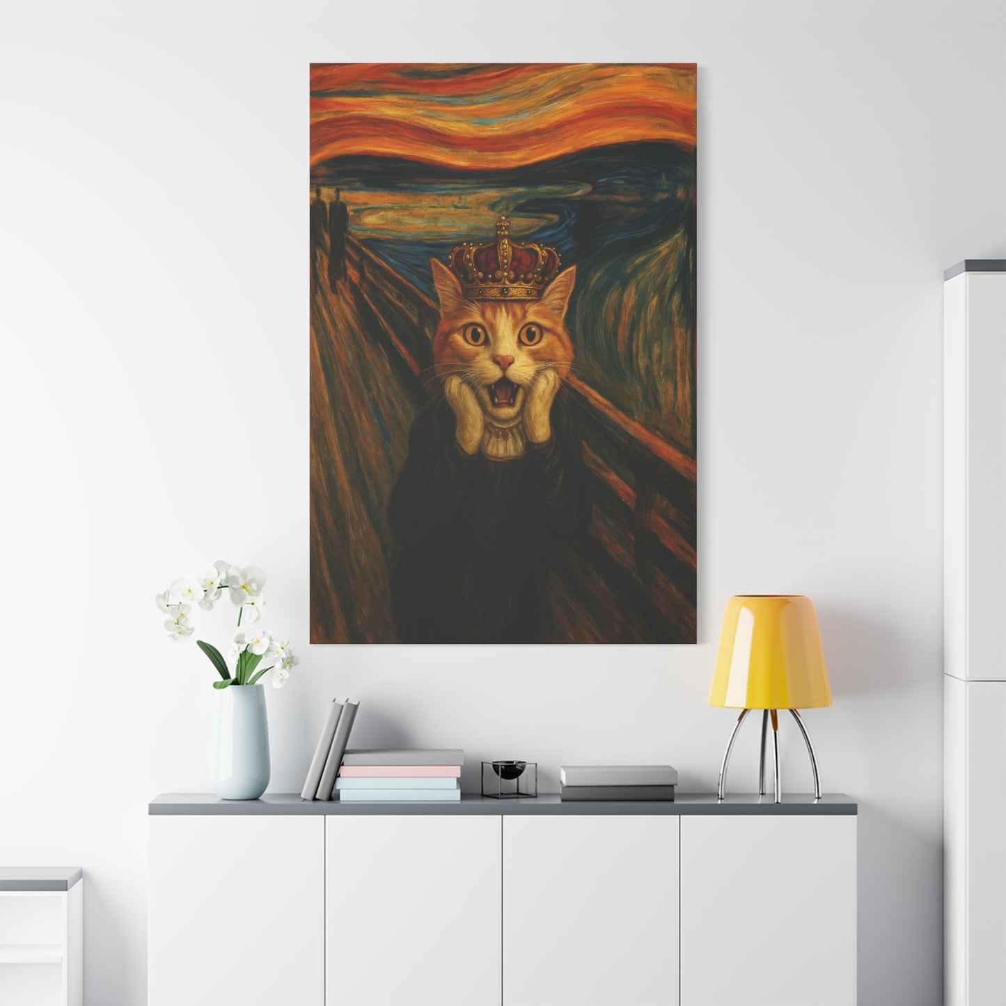 Cat Art of The Scream, Colorful Funny Cat Lovers, Wall Art, Home Decor, Cat Owners Gift, Cat Lover Gift