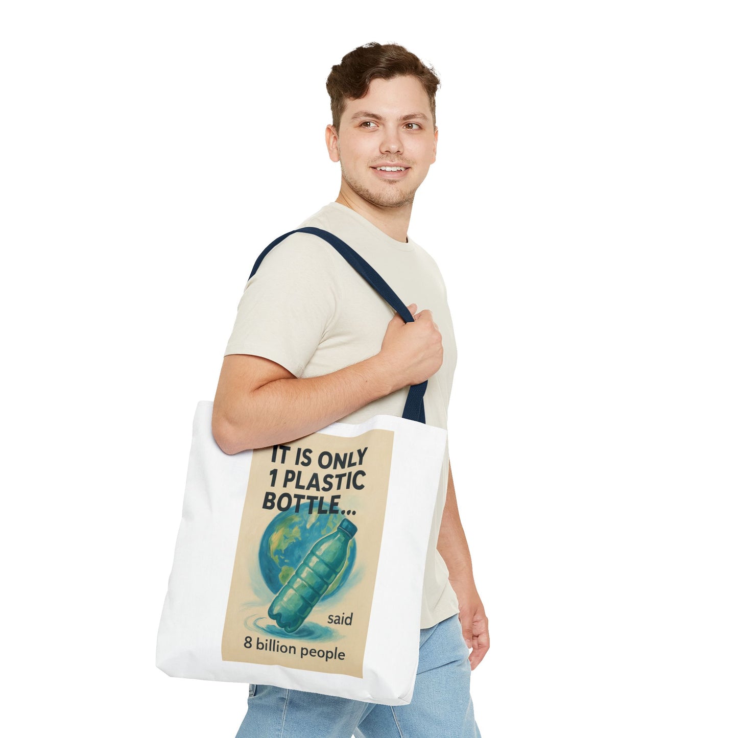 Eco-Friendly Tote Bag, Recycling Message, Save Earth, Plastic Bottle, Reusable Bag, Environmental Awareness, Sustainable Shopping