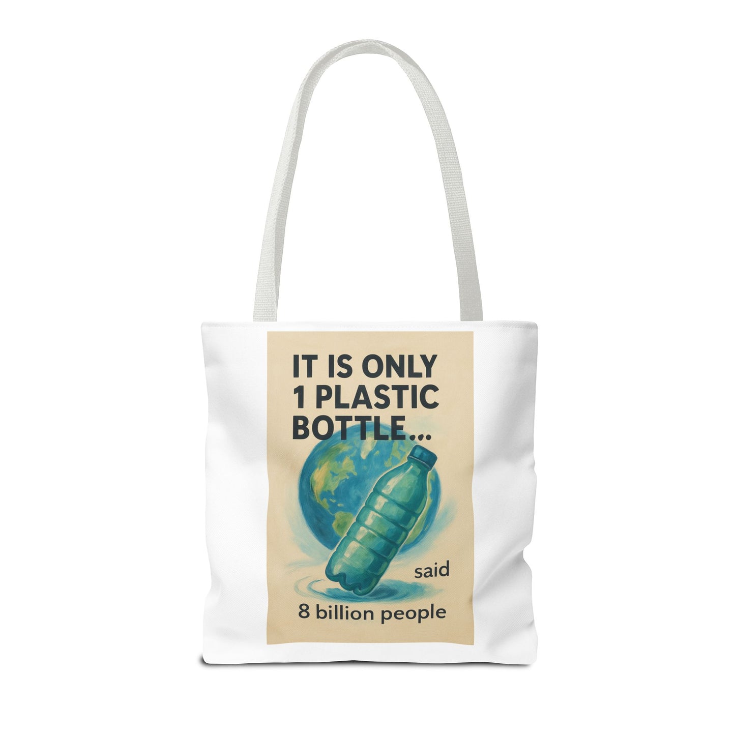 Eco-Friendly Tote Bag, Recycling Message, Save Earth, Plastic Bottle, Reusable Bag, Environmental Awareness, Sustainable Shopping