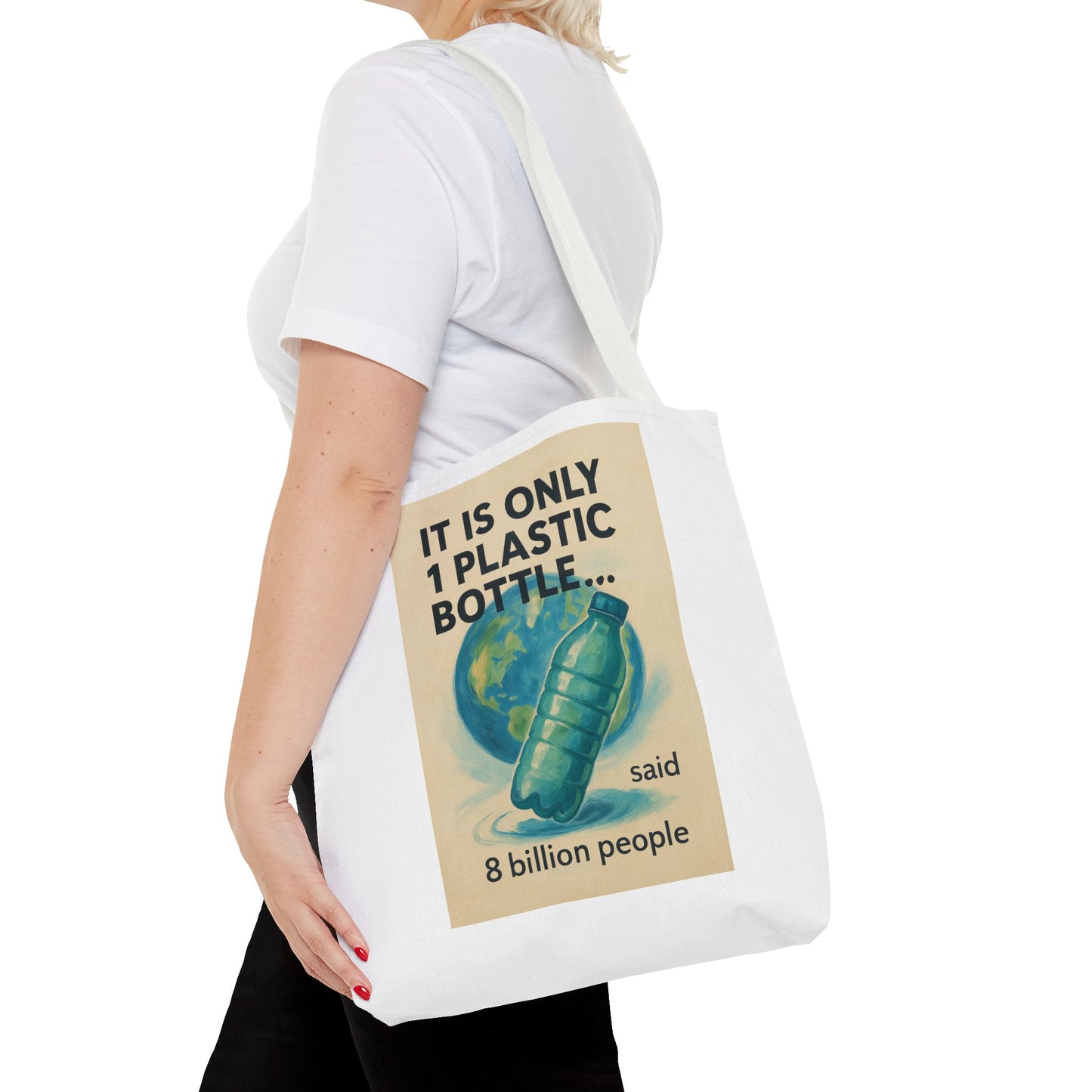 Eco-Friendly Tote Bag, Recycling Message, Save Earth, Plastic Bottle, Reusable Bag, Environmental Awareness, Sustainable Shopping