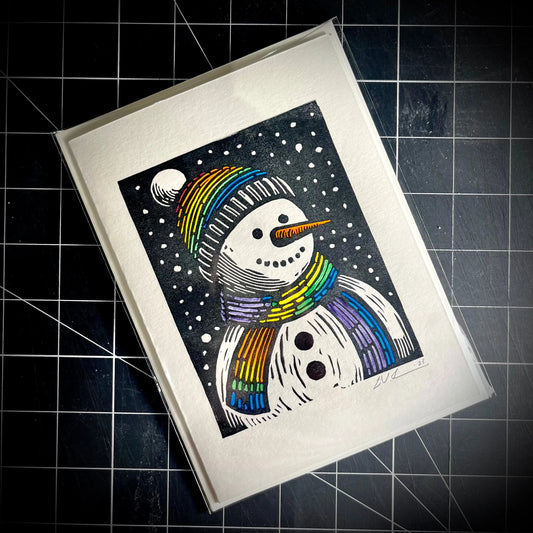 Frosty's Gay Apparel Holiday Card | LINOCUT CARD