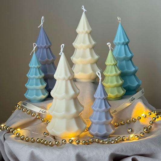 Handmade Ribbed Christmas Tree Candle: Soy Wax Holiday Decor