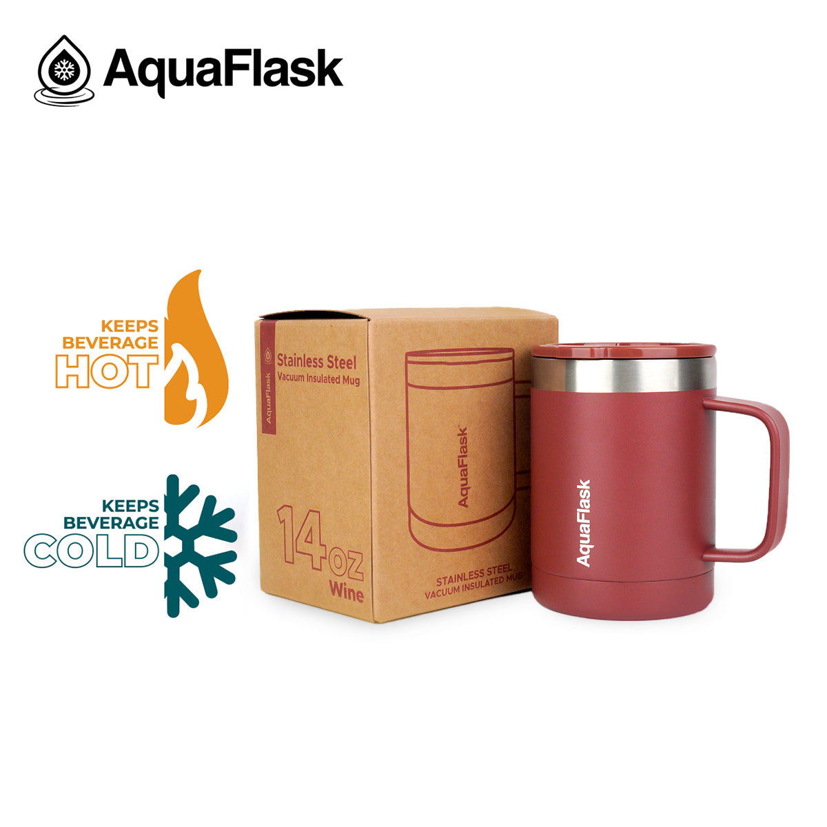Aquaflask Thermal Insulated Lidded Mug With Handle 415ml (14 oz)