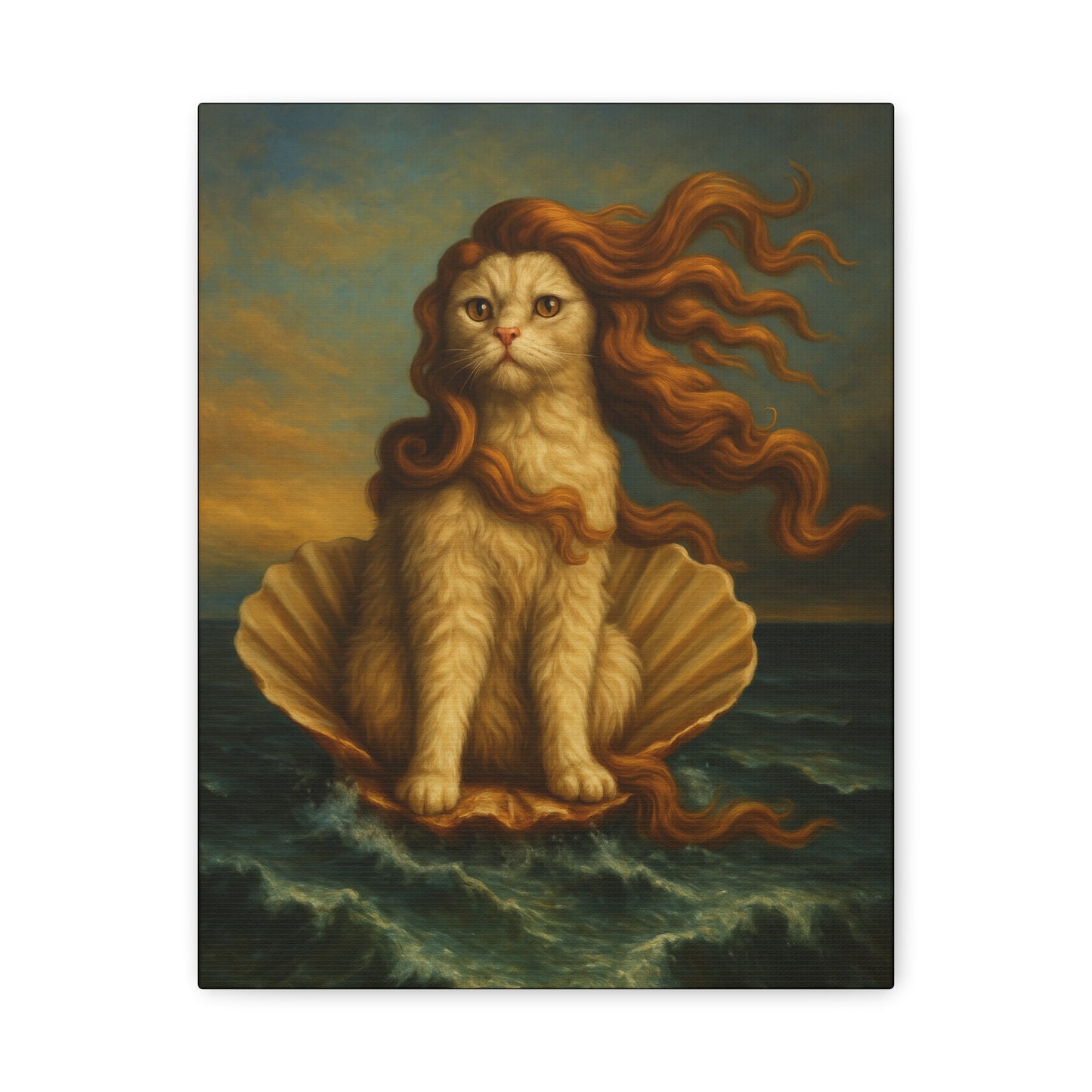 Venus Whimsical Cat Print, Feline Decor, Pet Lover Gift - Stretched Matte Canvas 1 25", Home Decor, Cat Wall Decor