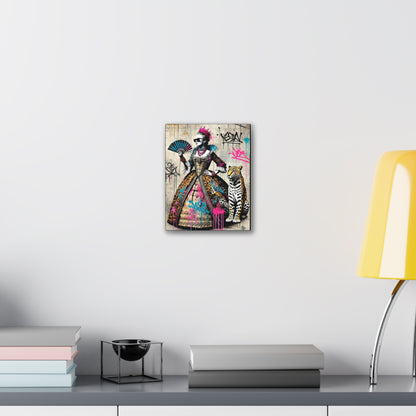 Canvas Print, Street Art Wall Decor, Graffiti Home Art, Queen with Fan, Leopard, Bohemian Decor, Urban Art Poster