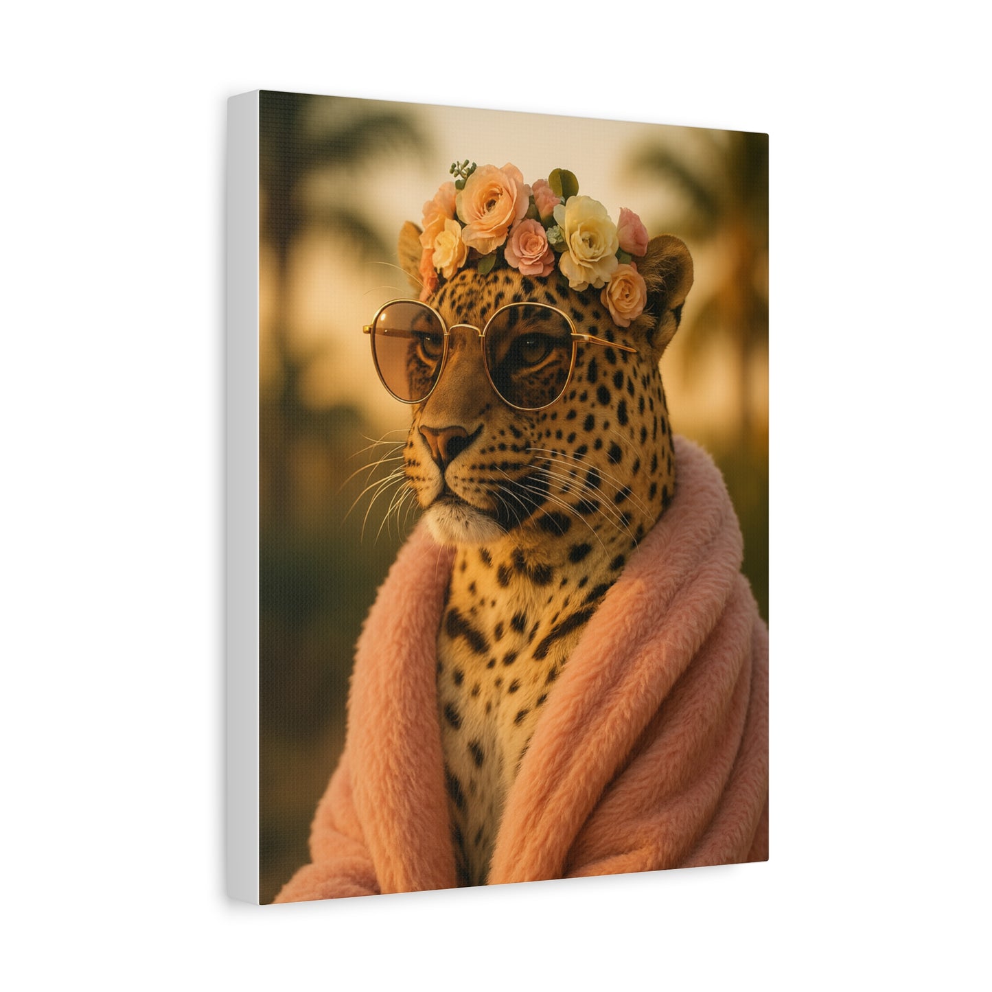 Canvas Print, Leopard Artwork, Whimsical Wall Decor, Home Decor Gift, Animal Lover Gift, Floral Leopard Painting, 1 25 inch Canvas Print