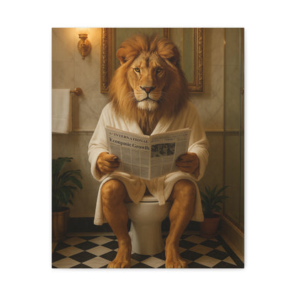 Whimsical Lion Canvas Art, Funny Home Decor, Gift for Animal Lovers, Unique Wall Art, Bathroom Wall Decor, Housewarming Gift