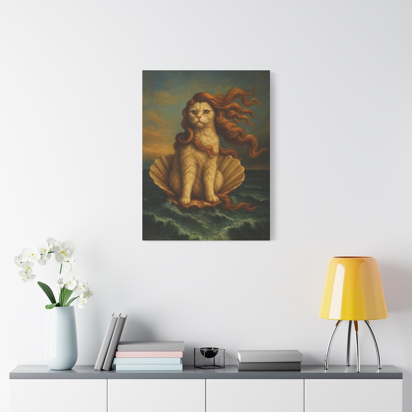 Venus Whimsical Cat Print, Feline Decor, Pet Lover Gift - Stretched Matte Canvas 1 25", Home Decor, Cat Wall Decor