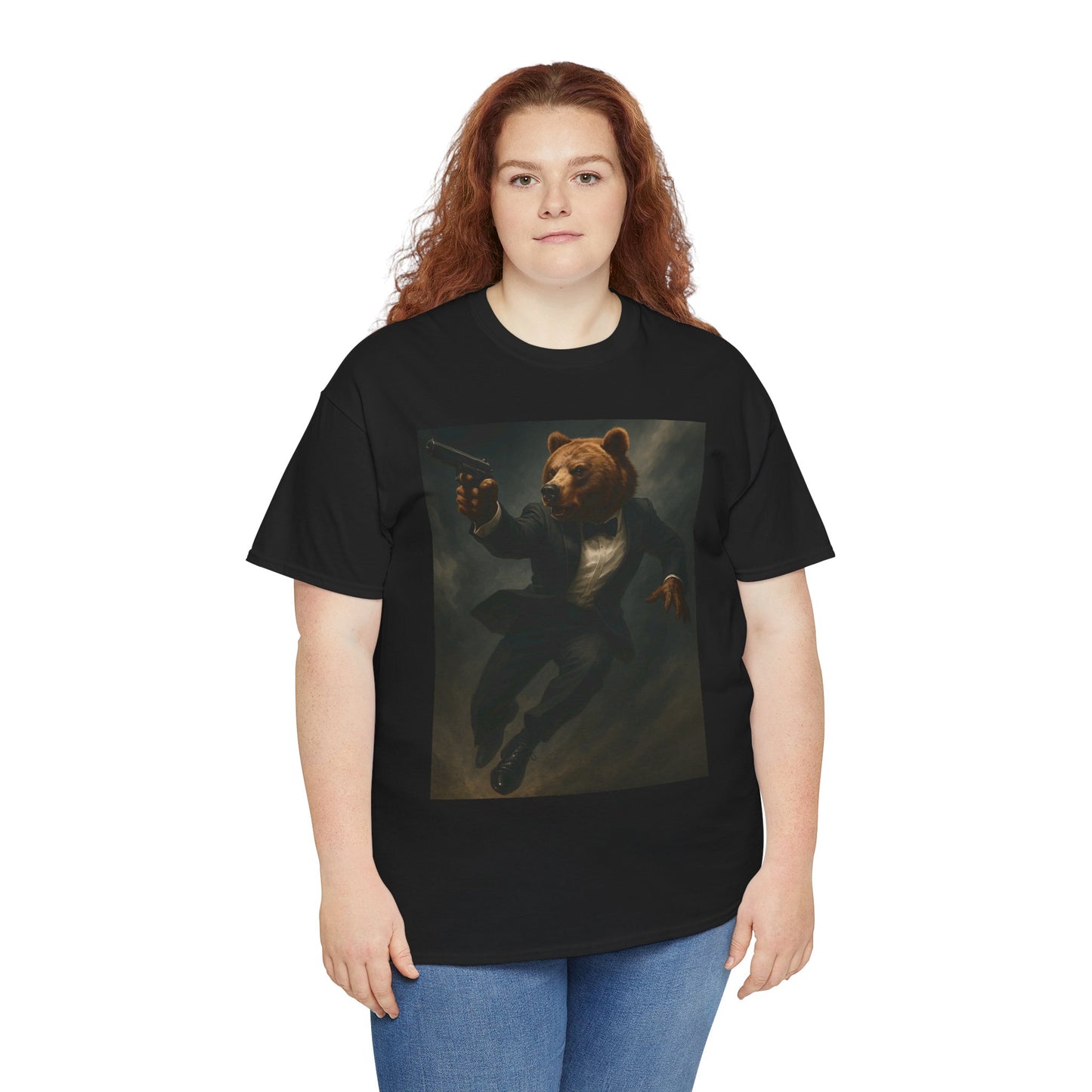 Spy Bear Graphic Tee, Unisex Heavy Cotton Shirt, Cool Casual Wear, Unique Gift for Animal Lovers, Perfect for Parties