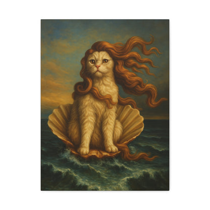 Venus Whimsical Cat Print, Feline Decor, Pet Lover Gift - Stretched Matte Canvas 1 25", Home Decor, Cat Wall Decor