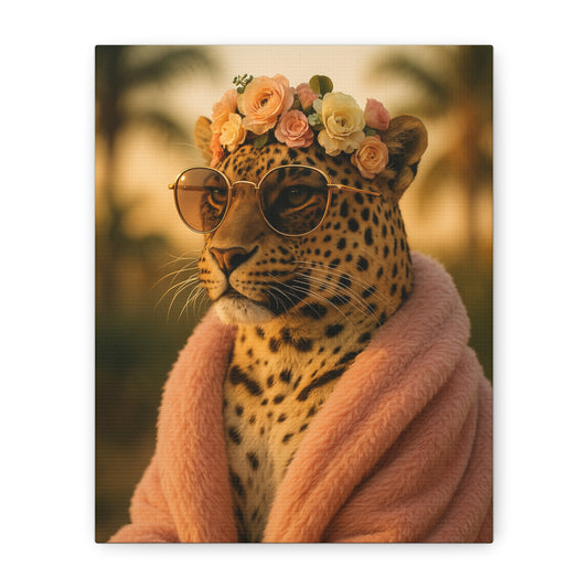 Canvas Print, Leopard Artwork, Whimsical Wall Decor, Home Decor Gift, Animal Lover Gift, Floral Leopard Painting, 1 25 inch Canvas Print