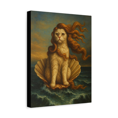 Venus Whimsical Cat Print, Feline Decor, Pet Lover Gift - Stretched Matte Canvas 1 25", Home Decor, Cat Wall Decor