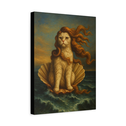 Venus Whimsical Cat Print, Feline Decor, Pet Lover Gift - Stretched Matte Canvas 1 25", Home Decor, Cat Wall Decor