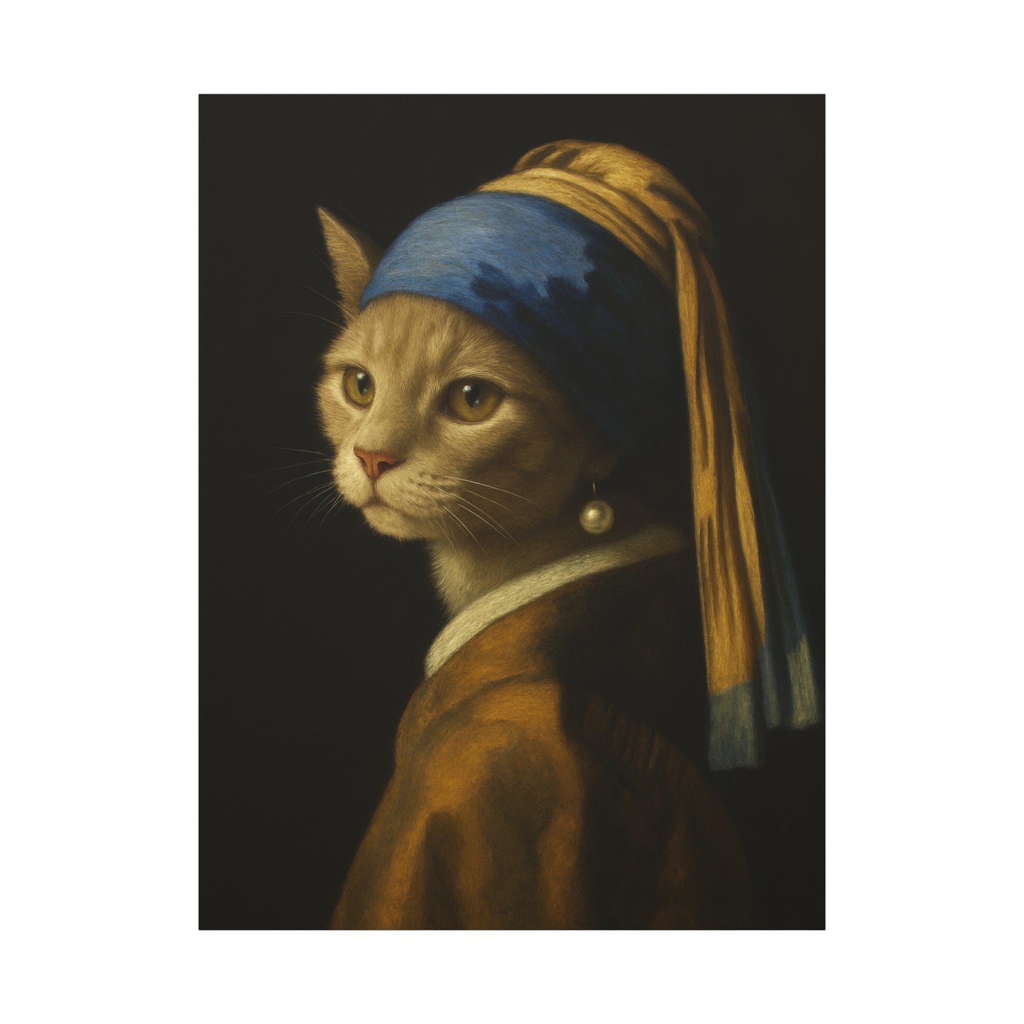 Girl with the Pearl Earring, Cat Art, Wall Decor, Fine Art, Home Decor, Animal Lover Gift