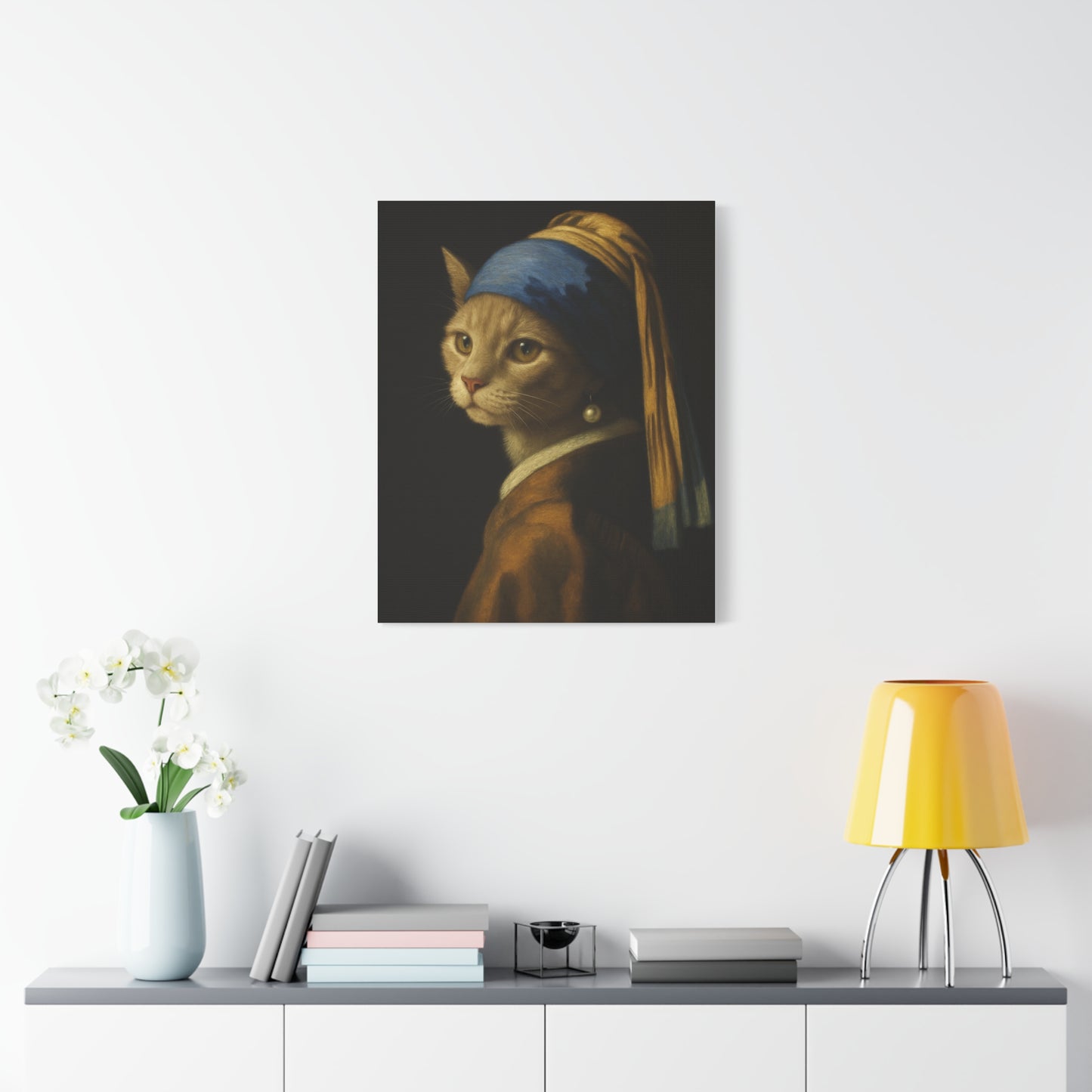 Girl with the Pearl Earring, Cat Art, Wall Decor, Fine Art, Home Decor, Animal Lover Gift