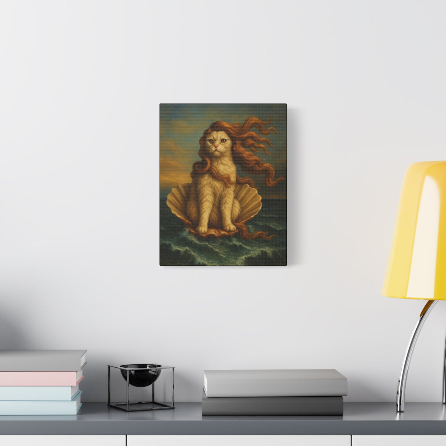 Venus Whimsical Cat Print, Feline Decor, Pet Lover Gift - Stretched Matte Canvas 1 25", Home Decor, Cat Wall Decor