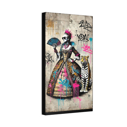 Canvas Print, Street Art Wall Decor, Graffiti Home Art, Queen with Fan, Leopard, Bohemian Decor, Urban Art Poster