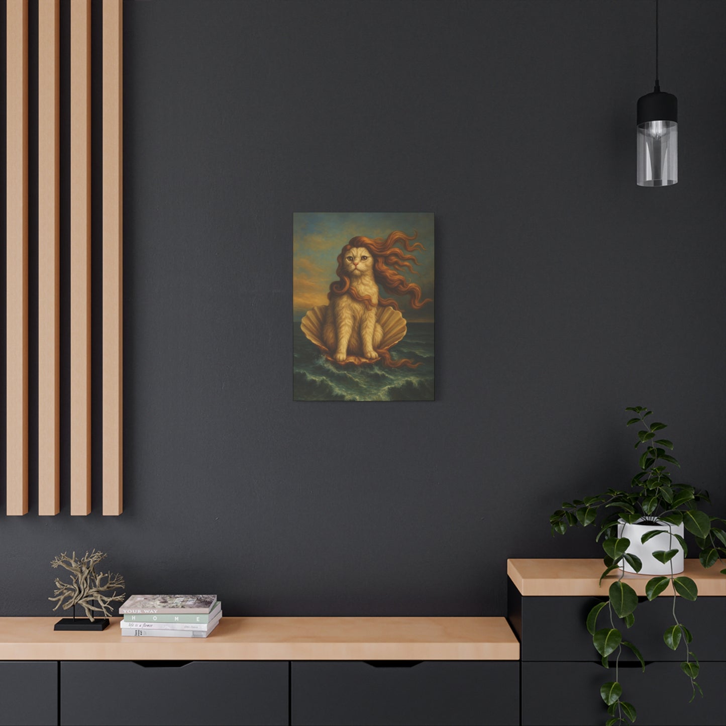 Venus Whimsical Cat Print, Feline Decor, Pet Lover Gift - Stretched Matte Canvas 1 25", Home Decor, Cat Wall Decor