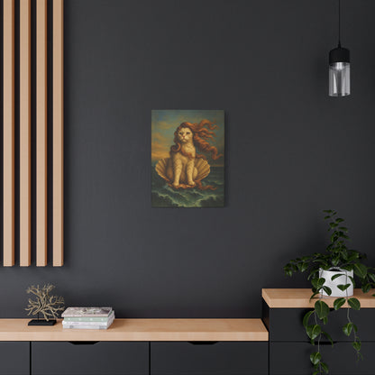Venus Whimsical Cat Print, Feline Decor, Pet Lover Gift - Stretched Matte Canvas 1 25", Home Decor, Cat Wall Decor