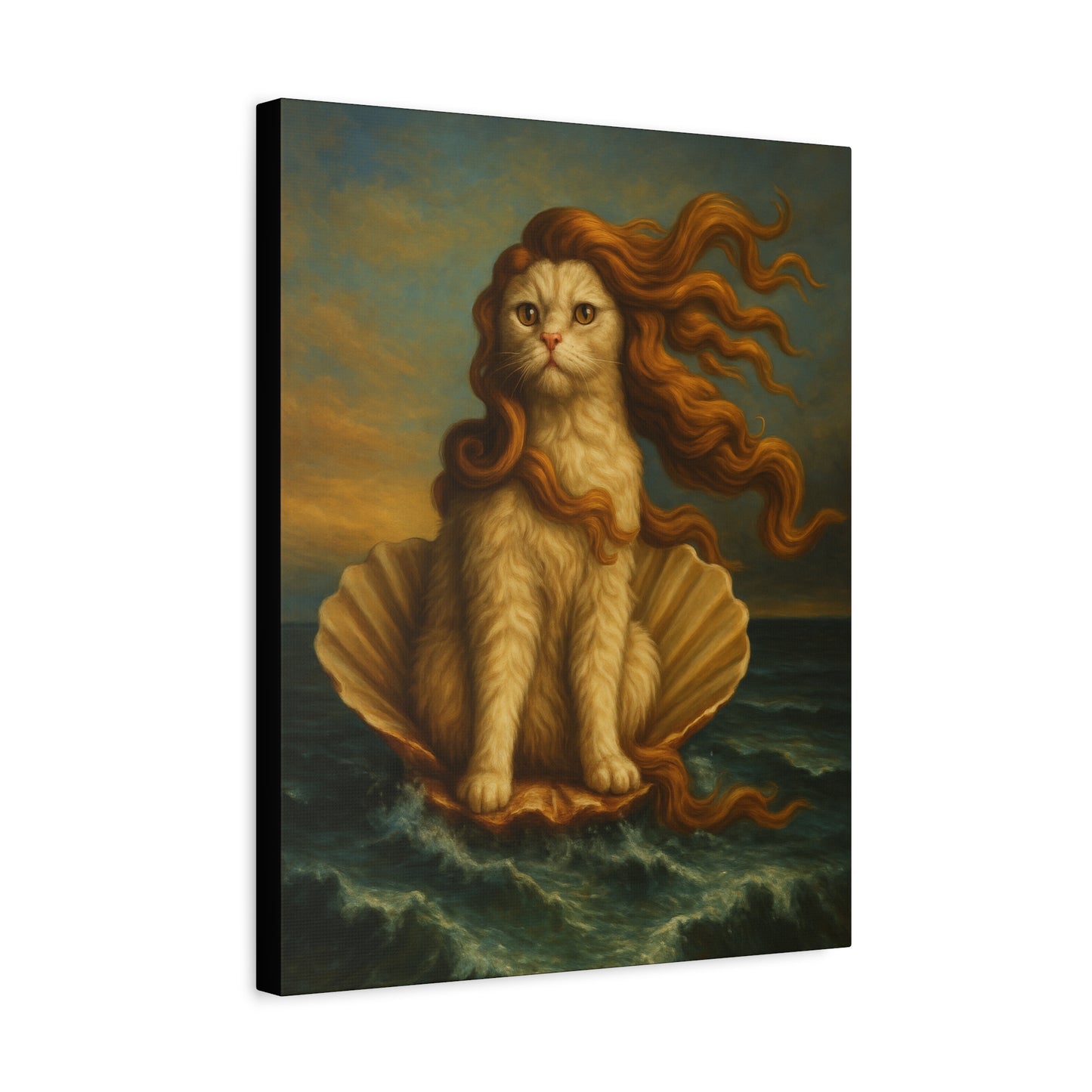 Venus Whimsical Cat Print, Feline Decor, Pet Lover Gift - Stretched Matte Canvas 1 25", Home Decor, Cat Wall Decor
