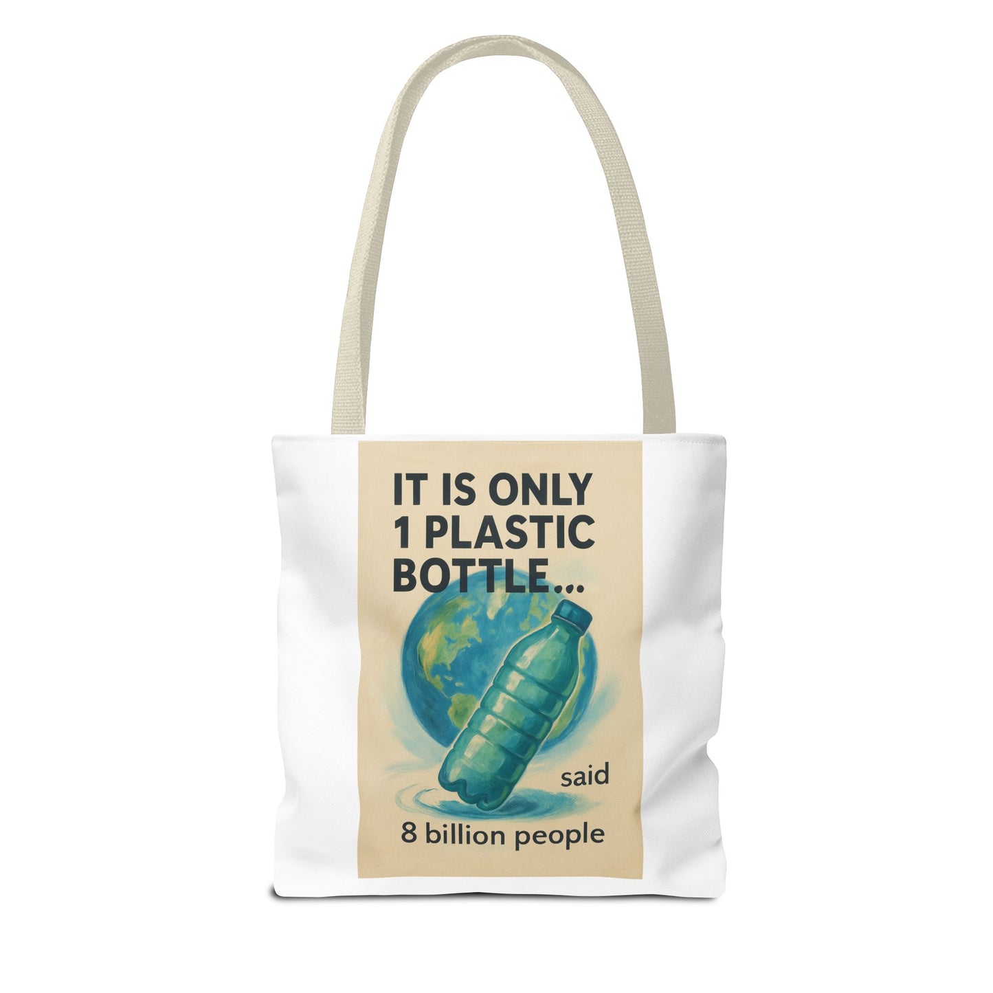 Eco-Friendly Tote Bag, Recycling Message, Save Earth, Plastic Bottle, Reusable Bag, Environmental Awareness, Sustainable Shopping