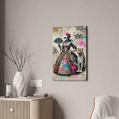 Canvas Print, Street Art Wall Decor, Graffiti Home Art, Queen with Fan, Leopard, Bohemian Decor, Urban Art Poster