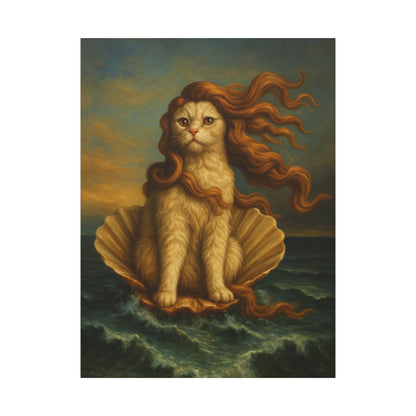 Venus Whimsical Cat Print, Feline Decor, Pet Lover Gift - Stretched Matte Canvas 1 25", Home Decor, Cat Wall Decor