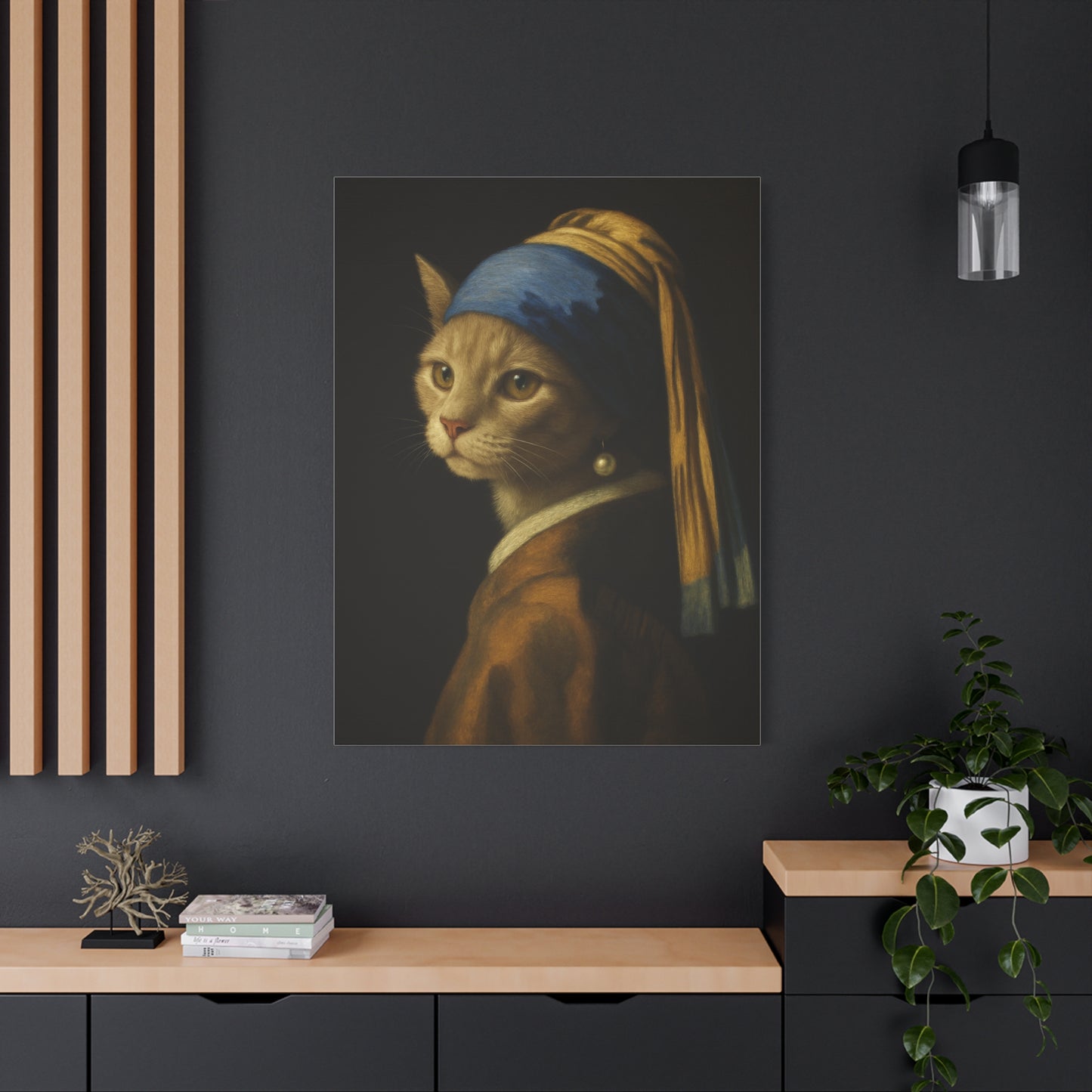 Girl with the Pearl Earring, Cat Art, Wall Decor, Fine Art, Home Decor, Animal Lover Gift