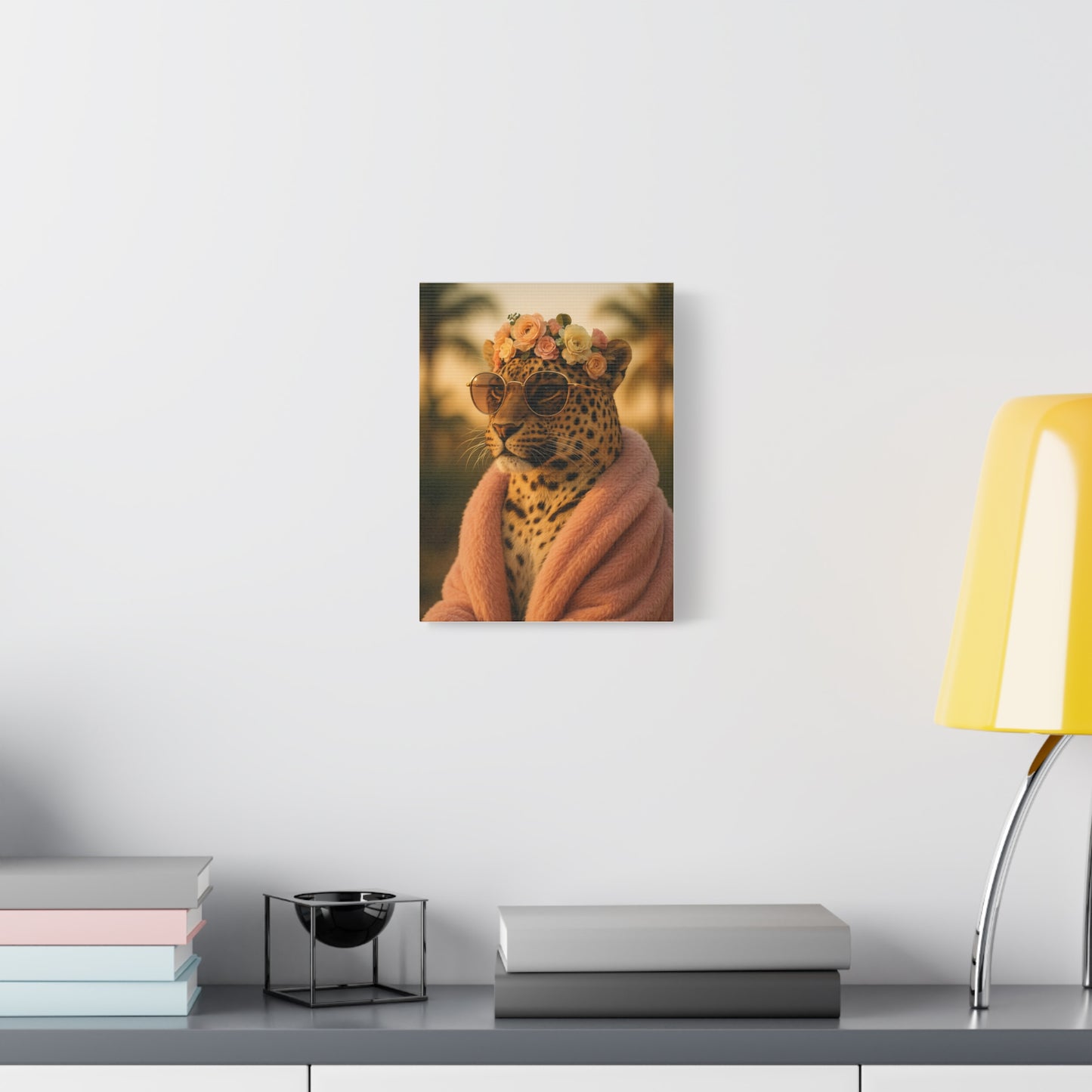 Canvas Print, Leopard Artwork, Whimsical Wall Decor, Home Decor Gift, Animal Lover Gift, Floral Leopard Painting, 1 25 inch Canvas Print