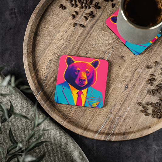 Colorful Bear Coasters, Funny Drink Coasters, Unique Home Decor, Gift for Animal Lovers, Party Accessories, Barware