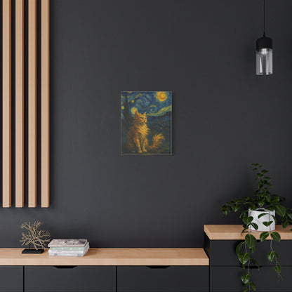 Canvas Print, Cat in Starry Night, Funny Cats, Colourful Vibrant, Matte Wall Art, Stretched Canvas, Home Decor, Gift for Cat Lovers