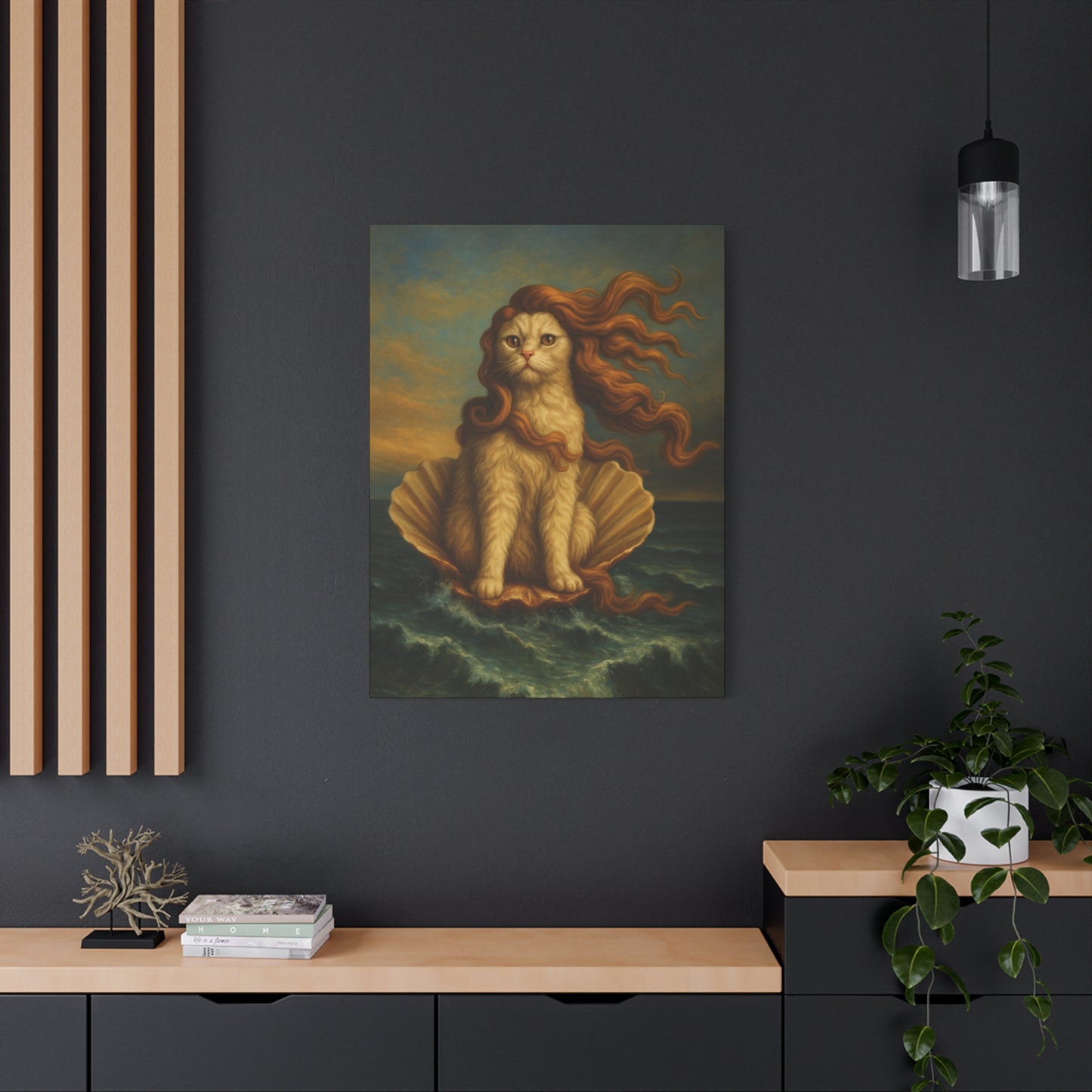 Venus Whimsical Cat Print, Feline Decor, Pet Lover Gift - Stretched Matte Canvas 1 25", Home Decor, Cat Wall Decor