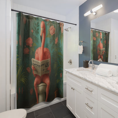 Whimsical Flamingo Shower Curtains with Vibrant Floral Design for Bathroom Decor, Fun Gift for Bird Lovers, Unique Home Accessory