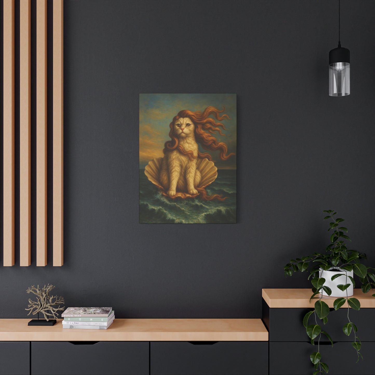 Venus Whimsical Cat Print, Feline Decor, Pet Lover Gift - Stretched Matte Canvas 1 25", Home Decor, Cat Wall Decor