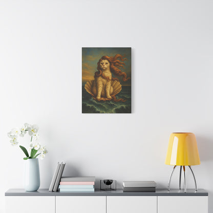 Venus Whimsical Cat Print, Feline Decor, Pet Lover Gift - Stretched Matte Canvas 1 25", Home Decor, Cat Wall Decor