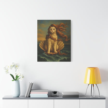 Venus Whimsical Cat Print, Feline Decor, Pet Lover Gift - Stretched Matte Canvas 1 25", Home Decor, Cat Wall Decor