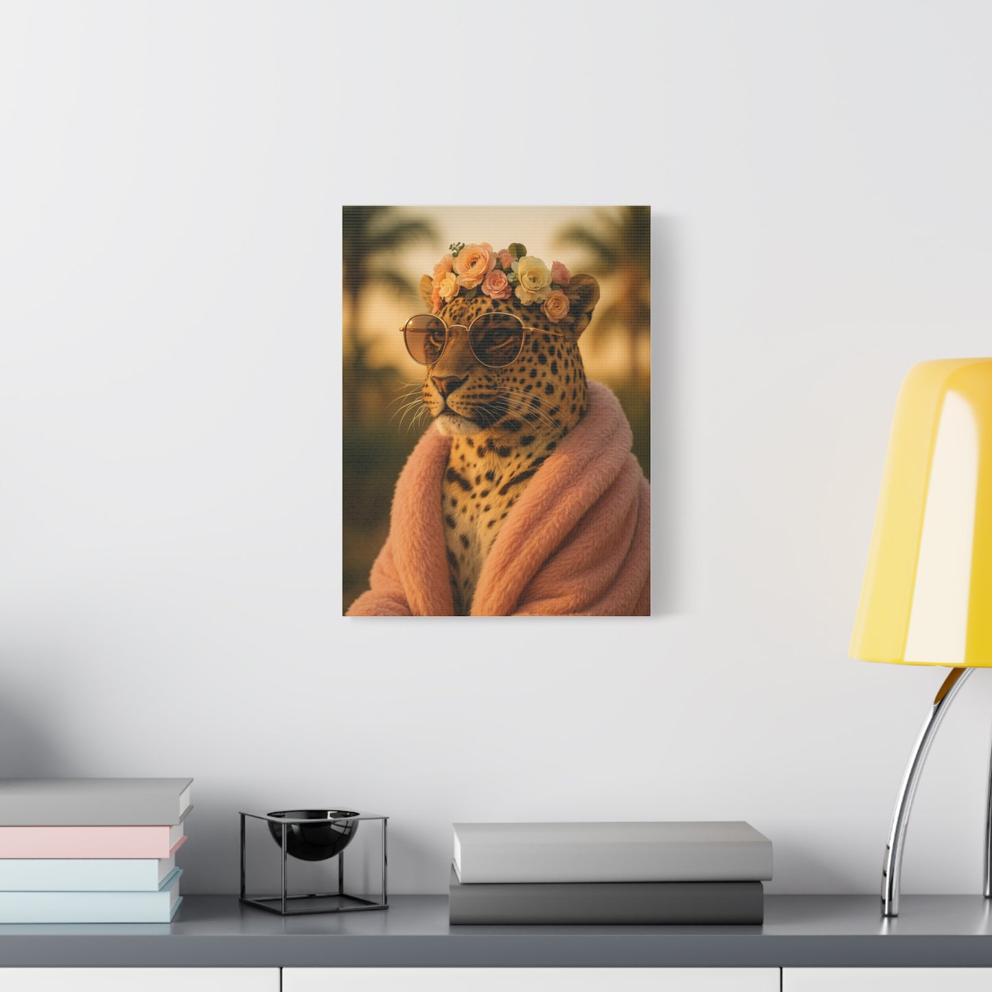 Canvas Print, Leopard Artwork, Whimsical Wall Decor, Home Decor Gift, Animal Lover Gift, Floral Leopard Painting, 1 25 inch Canvas Print