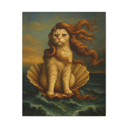 Venus Whimsical Cat Print, Feline Decor, Pet Lover Gift - Stretched Matte Canvas 1 25", Home Decor, Cat Wall Decor